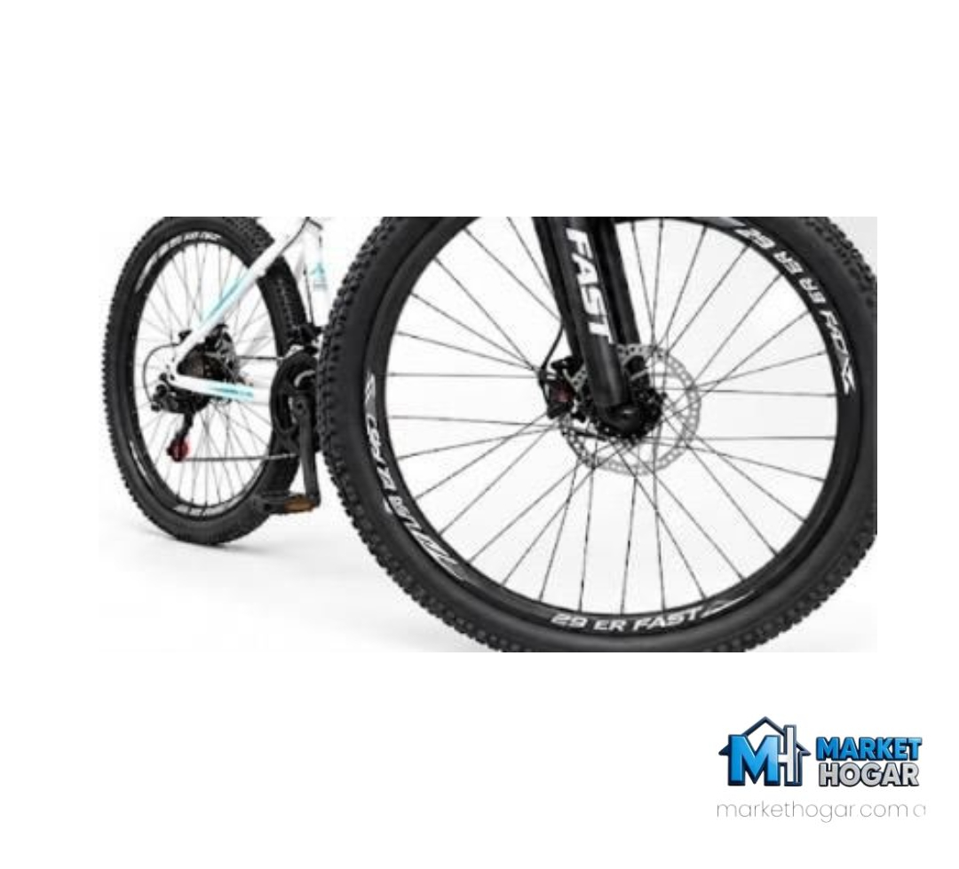 Bicicleta Rodado 29 + 21 Velocidades Blanca con Turquesa - Image 2