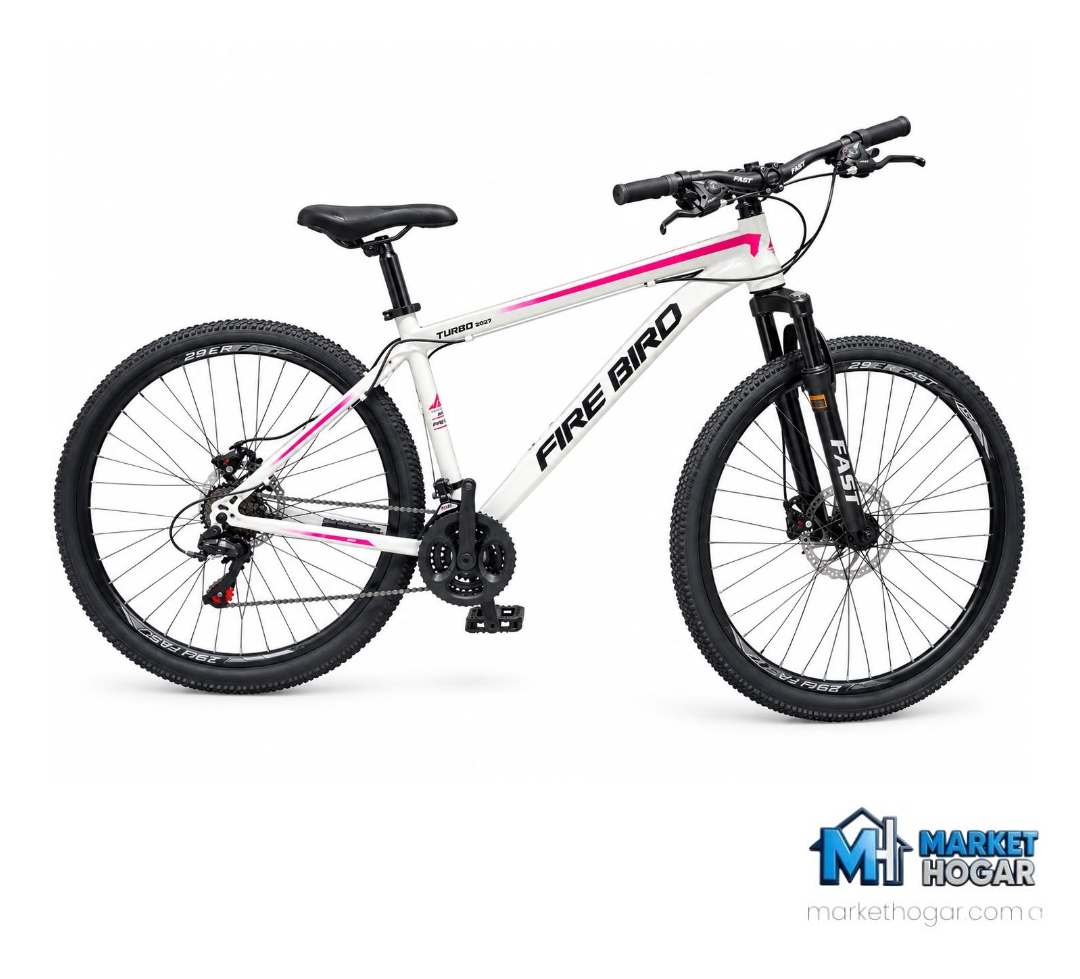 Bicicleta Rodado 29 + 21 Velocidades Blanca con Fucsia 18''